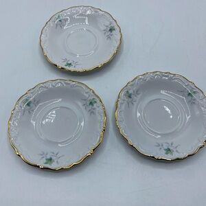 Green Ming Vintage Winterling Finest Bavarian China 3 Saucers Germany Wig24 Gold